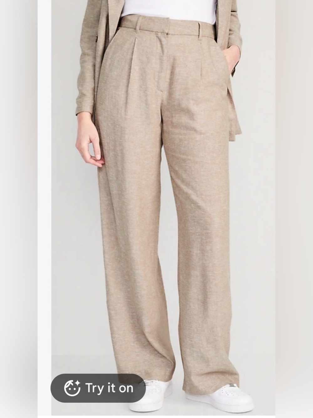 Old Navy women’s Dress Pants Med Off White Herrigbone Wide Leg
